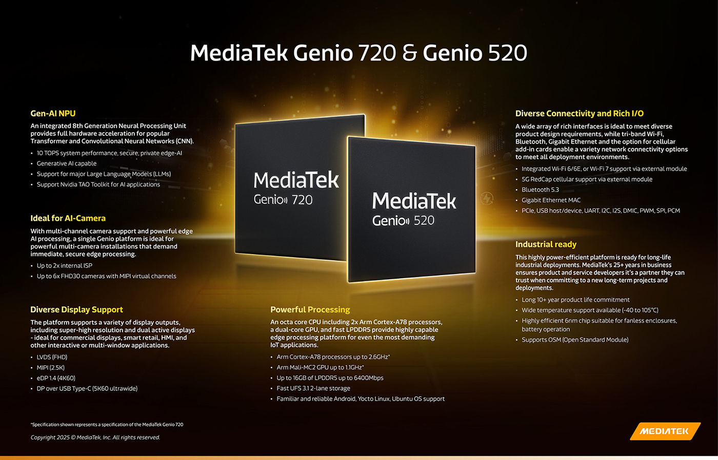 MediaTek Genio 720 and Genio 520